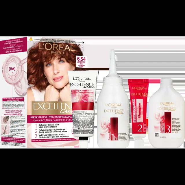 Loréal Paris Excellence Creme odstín 6.54 světlá mahagonově měděná barva na vlasy