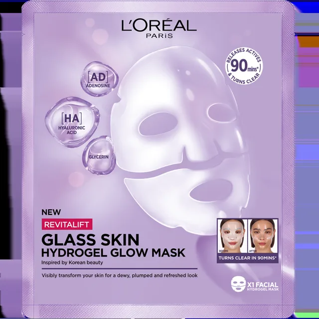 Loréal Paris Revitalift Filler Glass Skin hydrogelová rozjasňující maska 1 ks
