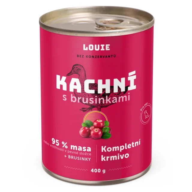 LOUIE Kachní s brusinkami konzerva pro psy 400 g
