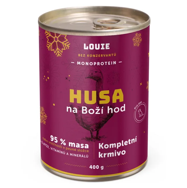 LOUIE Konzerva pro psy Husa na boží hod 400 g