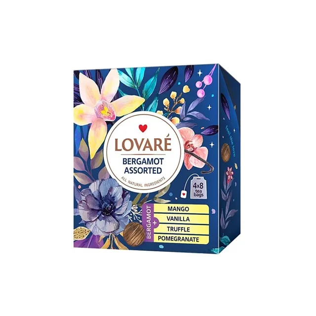 LOVARÉ Bergamot assorted kolekce černých čajů 32 sáčků