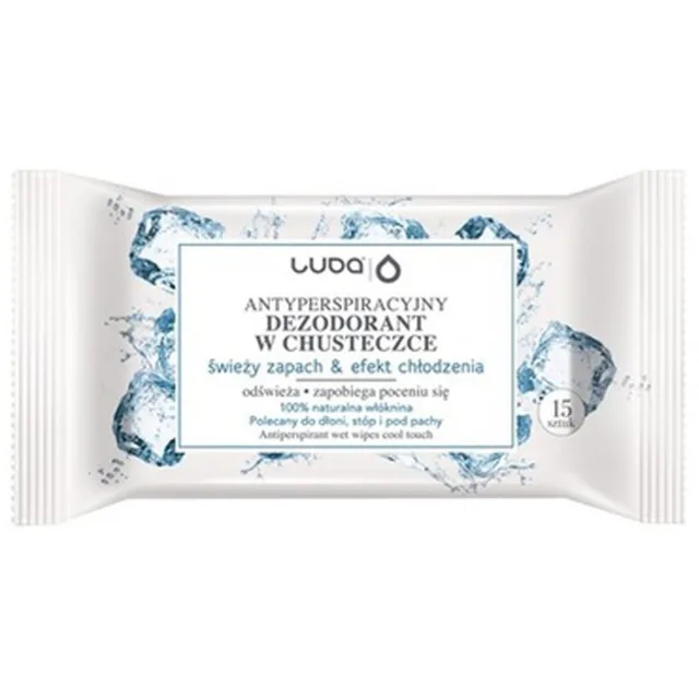 Luba Antiperspirant Wipes Fresh Scent and Cooling Effect deodorační vlhčené ubrousky 15 ks
