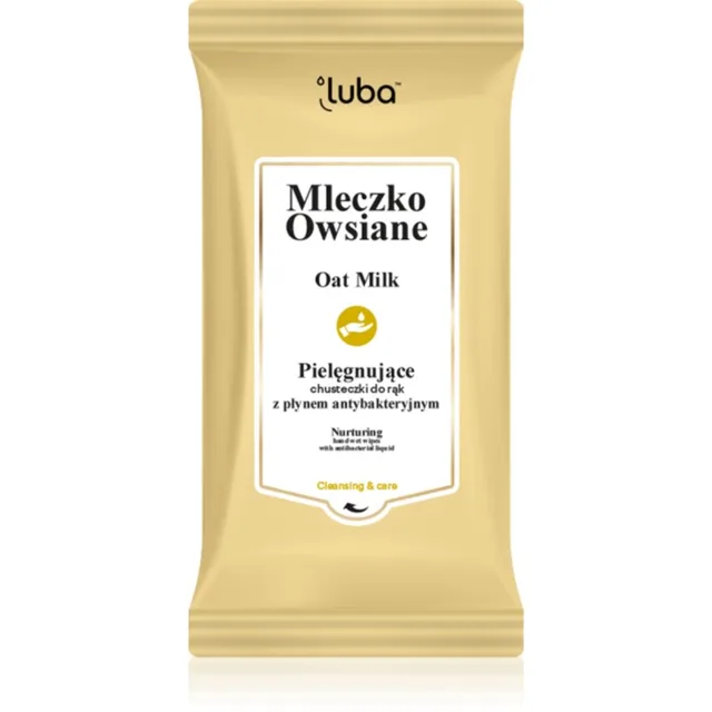 Luba Oat Milk Wet Wipes for Hands with Antibacterial Liquid vlhčené ubrousky s antibakteriálním účinkem 15 ks