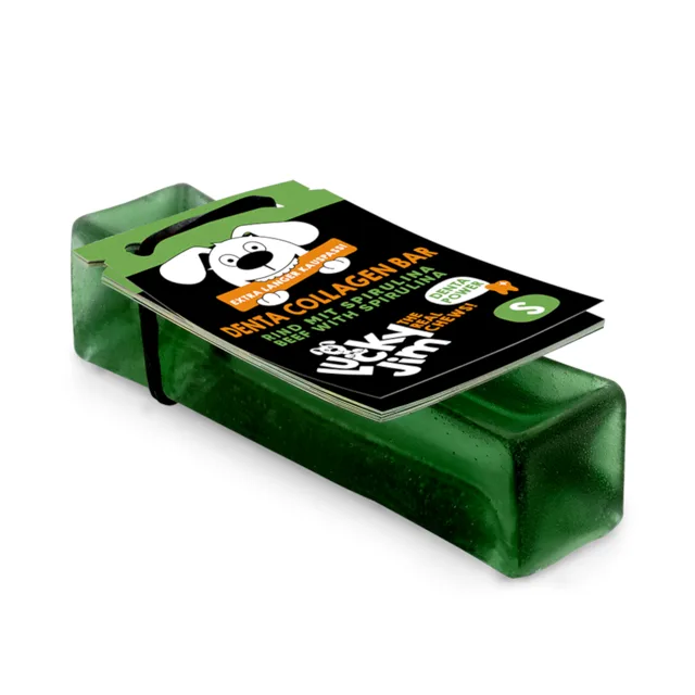 Lucky Jim kolagenová tyčinka se spirulinou - výhodné balení: 9 x 25 g, velikost S