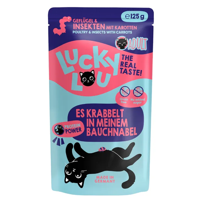 Lucky Lou Adult 16 x 125 g - drůbež a hmyz