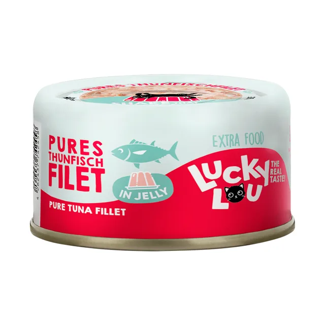 Lucky Lou Extra Food v želé 12 ks (12 x 70 g) - filé z tuňáka s krevetami