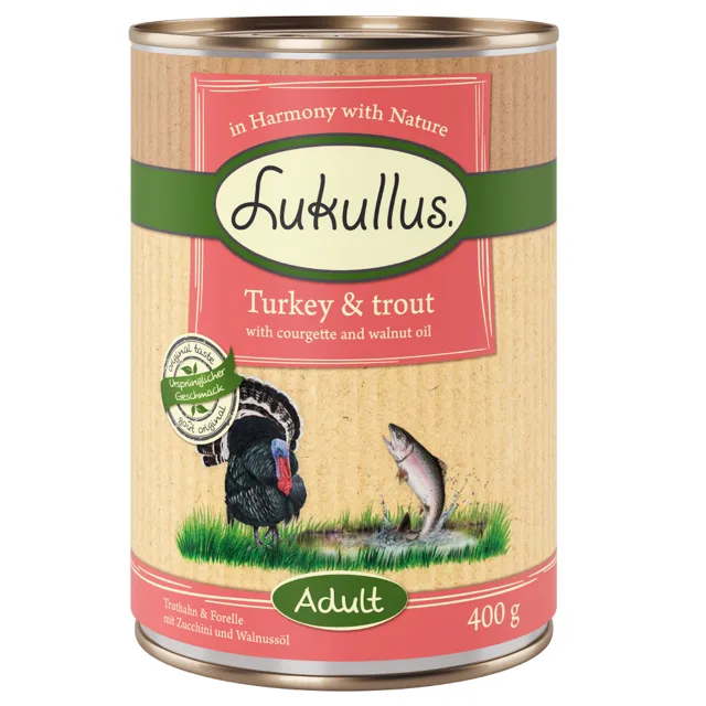 Lukullus Adult bez obilnin 6 x 400 g - krůtí a pstruh