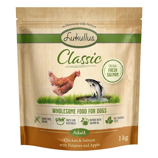 Lukullus Classic kuřecí a losos - výhodné balení: 2 x 12 kg