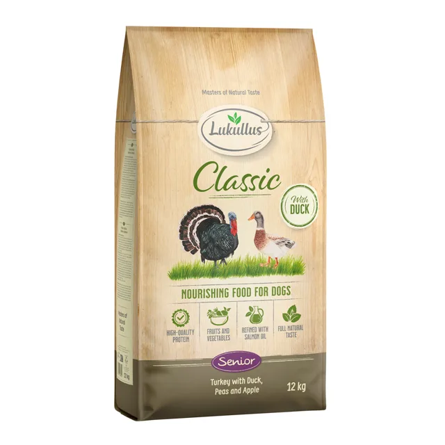 Lukullus Classic Senior krůtí a kachna - výhodné balení: 2 x 12 kg nová receptura