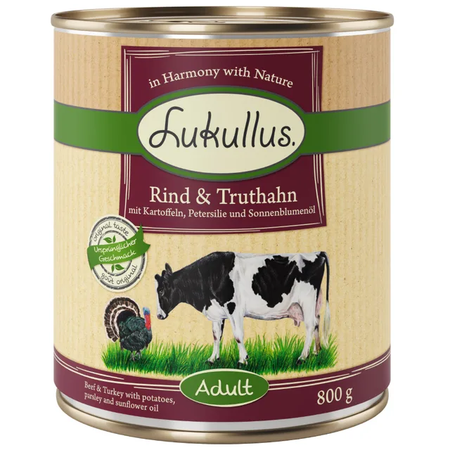 Lukullus konzervy, 24 x 800 g - 250 Kč SLEVA - Junior krůtí srdce & jehněčí