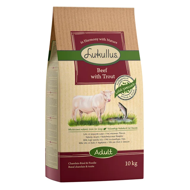 Lukullus lisované za studena hovězí a pstruh - výhodné balení: 4 x 1,5 kg: nová receptura