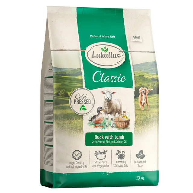 Lukullus lisované za studena kachní a jehněčí - výhodné balení: 2 x 10 kg: nová receptura