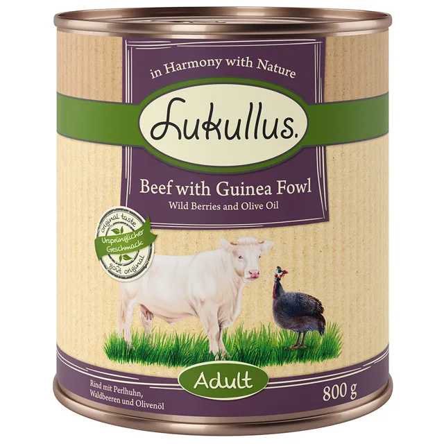 Lukullus Naturkost Adult bez obilnin 6 x 800 g - hovězí &  perlička