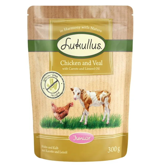 Lukullus Naturkost Junior 6 x 300 g kuřecí & telecí (bez obilovin)