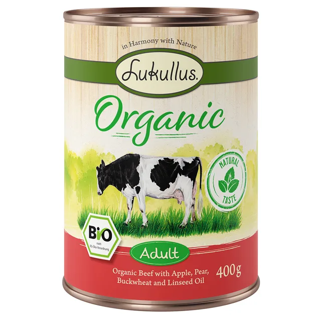 Lukullus Organic Adult hovězí s jablky (bez lepku) - 6 x 400 g