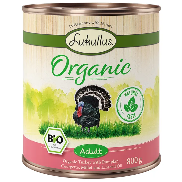 Lukullus Organic Adult krůtí s cuketou (bez lepku) - 6 x 400 g