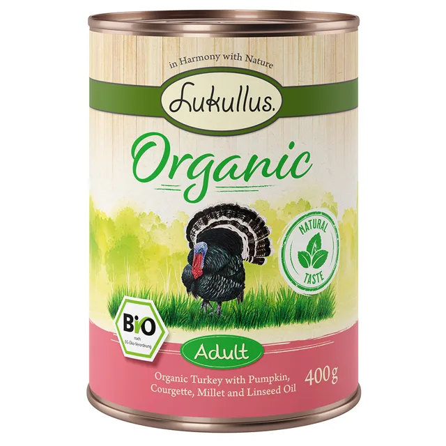 Lukullus Organic Adult krůtí s cuketou (bez lepku) - 6 x 800 g