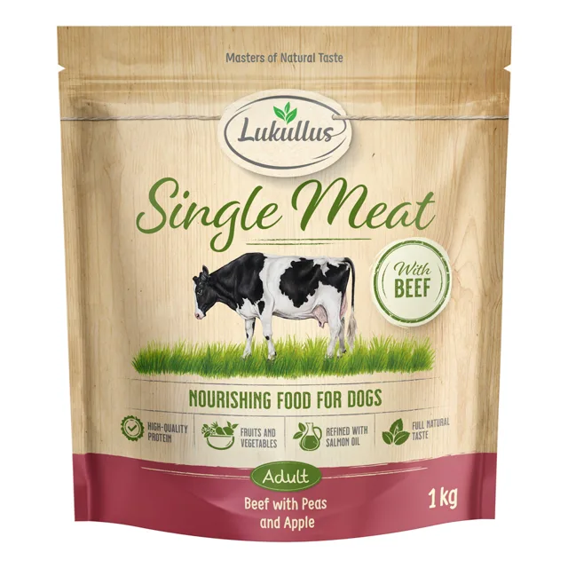 Lukullus Single Meat hovězí - výhodné balení: 5 x 1 kg nová receptura