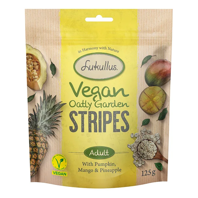 Lukullus Vegan Garden Stripes s dýní, mangem a ananasem - výhodné balení 3 x 125 g