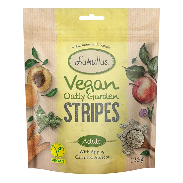 Lukullus Vegan Garden Stripes s jablky, mrkví a meruňkami - 125 g