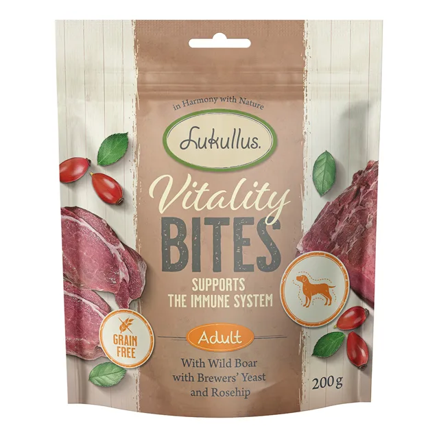 Lukullus Vitality Bites Immunity: divočák (bez obilovin) - výhodné balení 3 x 200 g