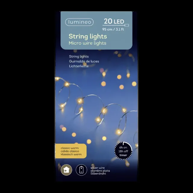Lumineo Světelný LED řetěz vnitřní, teplá žlutá, 95 cm