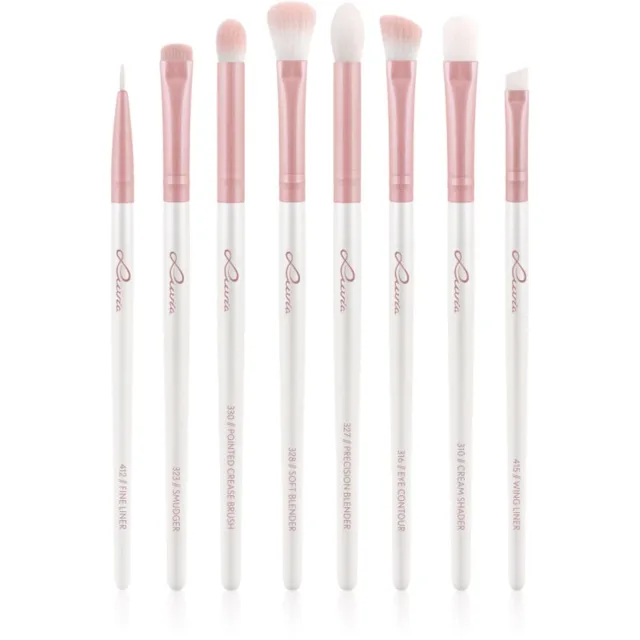 Luvia Cosmetics Prime Vegan All Eye Want sada štětců na oči Candy (Pearl White / Rose)