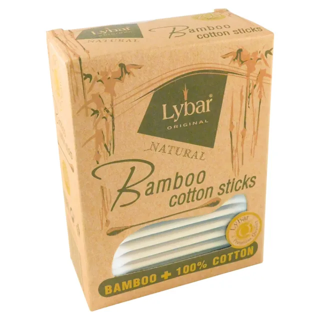 LYBAR Natural bamboo vatové tyčinky krabička 200 kusů