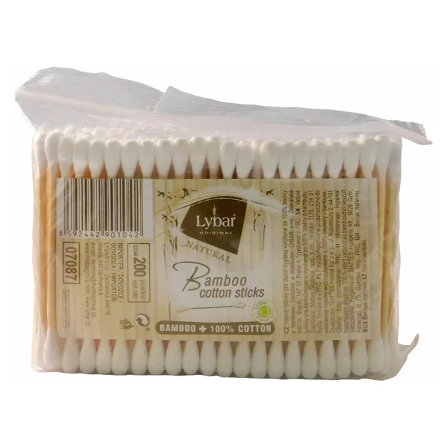LYBAR Natural vatové tyčinky sáček 200 kusů