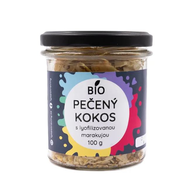 Lyopotraviny BIO Pečený kokos s mandlemi a lyofilizovanou marakujou, 100 g, dárkové balení