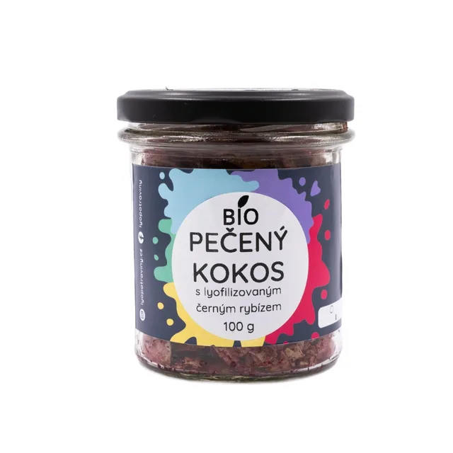 Lyopotraviny BIO Pečený kokos s mandlemi a lyofilizovaným černým rybízem, 100 g