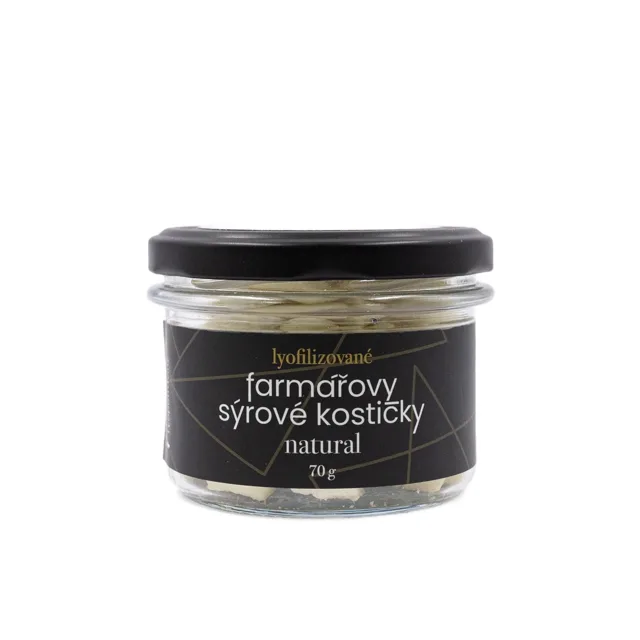 Lyopotraviny Farmářovy sýrové kostičky - Natural, 70 g, sklo