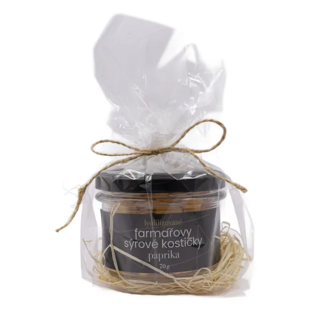 Lyopotraviny Farmářovy sýrové kostičky - paprika, 70 g, Dárkové balení