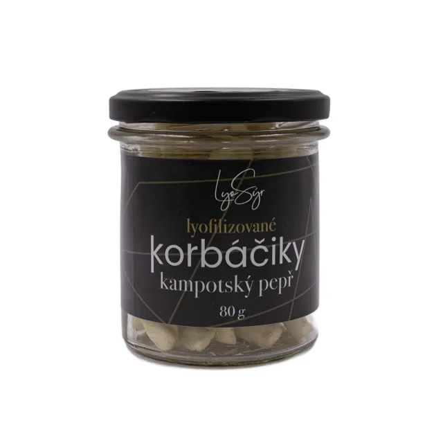 Lyopotraviny Lyofilizované korbáčiky - kampotský pepř, 80 g, ve skle