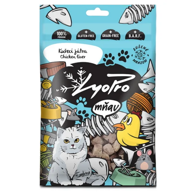 LYOPRO Mrazem sušené kuřecí játra pro kočky 50 g