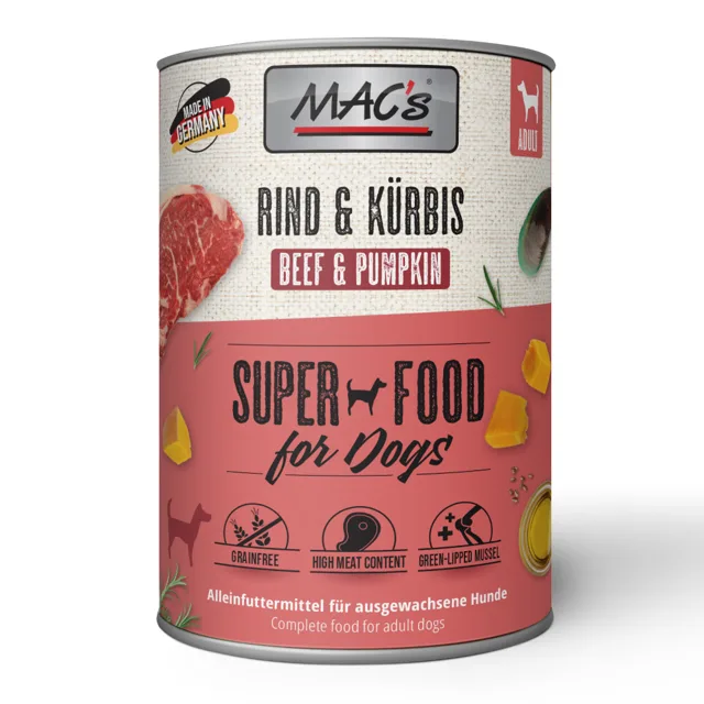 MAC's Adult Superfood 6 x 400 g - hovězí & dýně