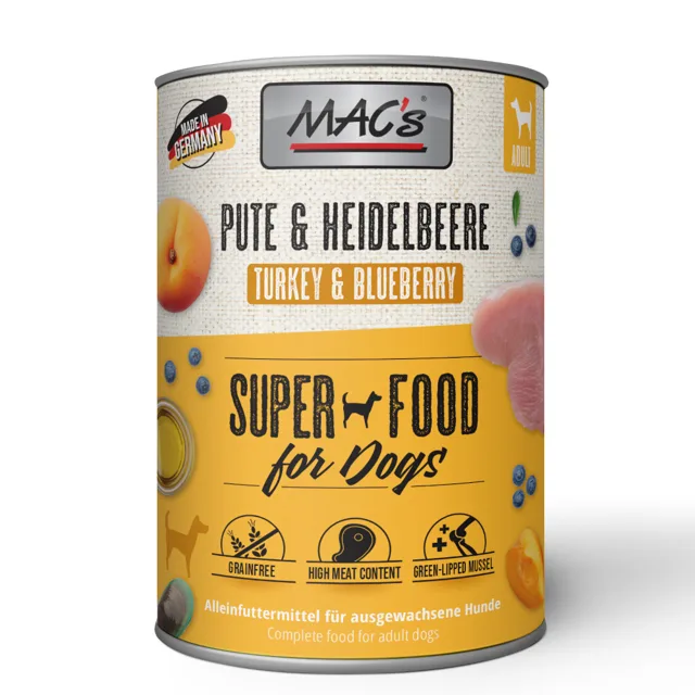 MAC's Adult Superfood 6 x 400 g - krůtí a borůvky