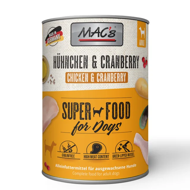 MAC's Adult Superfood 6 x 400 g - Kuřecí a brusinky
