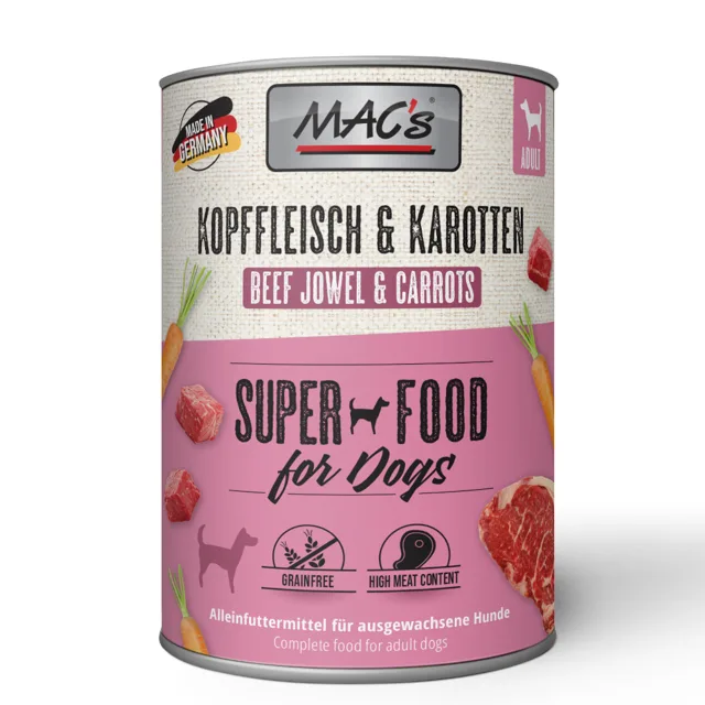 MAC's Adult Superfood 6 x 400 g - Maso z hlavy a mrkev