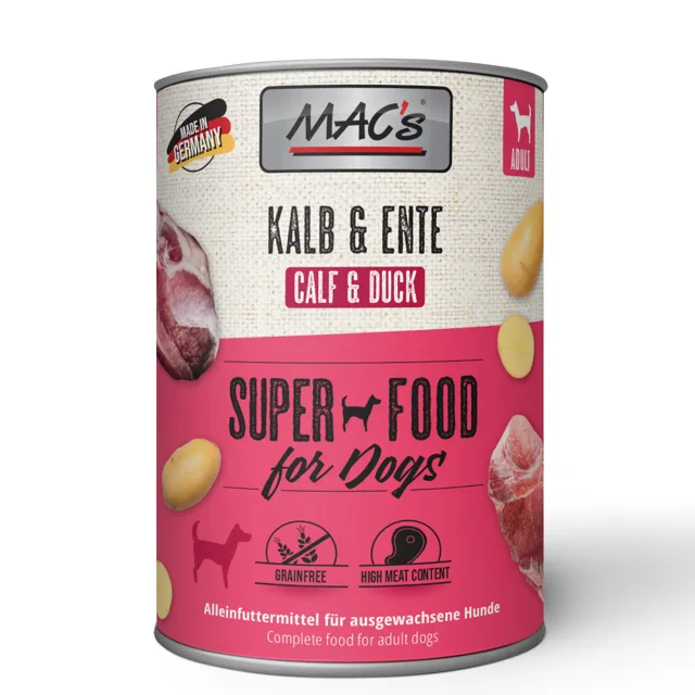 MAC's Adult Superfood 6 x 400 g - telecí a kachna