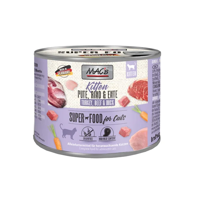 MAC's Cat 6 x 200 g - Kitten (krůtí, hovězí, kachní)