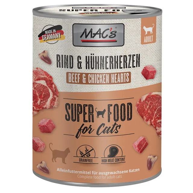 MAC's Cat 6 x 800 g - Hovězí a kuřecí srdce
