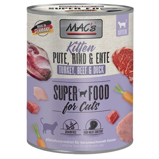 MAC's Cat Kitten 6 x 800 g - Kitten telecí s kuřecími srdíčky