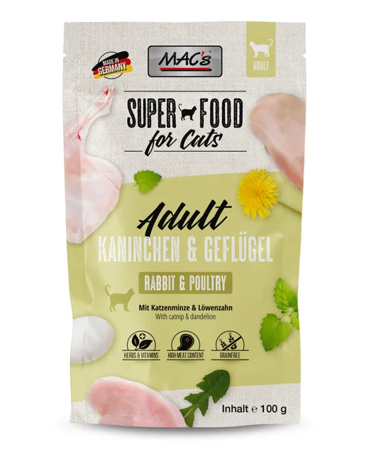 Mac´s Cat Pouch 100g - Králičí a drůbeží