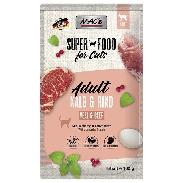 Mac´s Cat Pouch 100g - Telecí a Hovězí