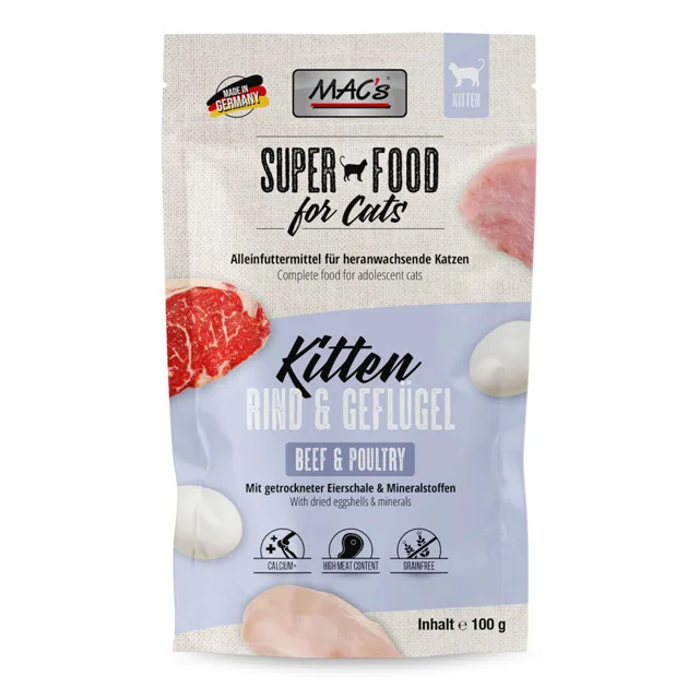 MAC's Cat Pouch Kitten 24 x 100 g výhodné balení - hovězí a drůbež