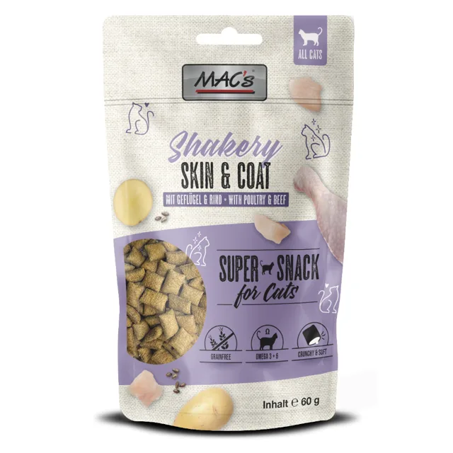 MAC's Cat Shakery Snack - Skin & Coat s kuřecím a hovězím (60 g)