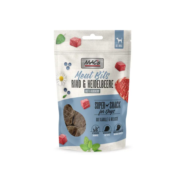 MAC´s Dog Meat Bits - hovězí a borůvky (6 x 90 g)