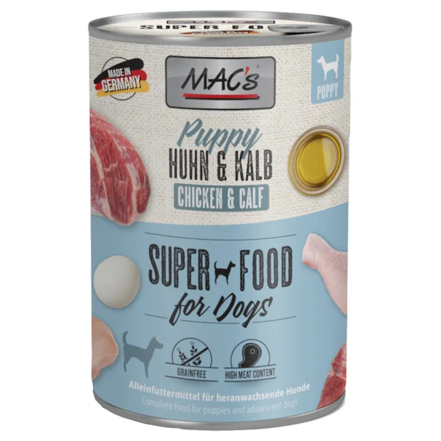 MAC's Puppy Superfood 6 x 400 g - kuřecí a telecí