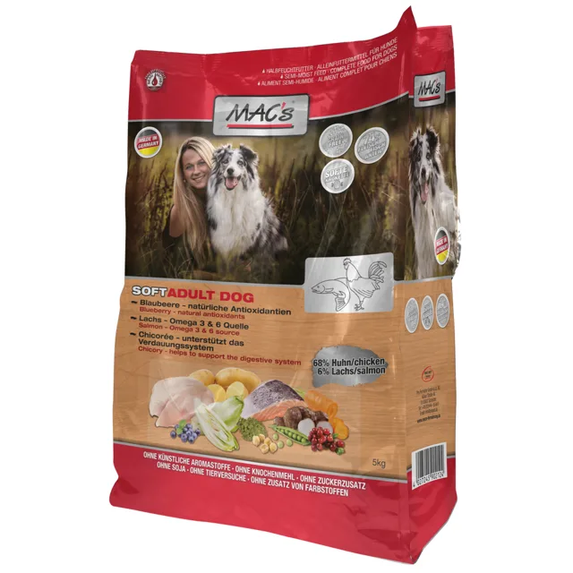 MAC's Soft Grain Free s kuřecím a lososem - 3 x 5 kg